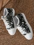 Halloween Black Skull Print Distressed Lace Up Sneakers