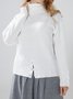 White Daily Long sleeve Turtleneck Regular Fit  Sweater