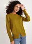 Green Daily Long sleeve Plain Simple Regular Fit Sweater