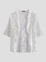 Breathable Casual Cute Jacket Short Sleeve Solid Color Floral Lace Wedding Knit Jacket Elegant Collarless Outerwear