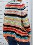 Plus size Long Sleeve Casual Striped Sweater Coat