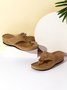 Faux Leather Three-dimensional Flower Decorative Hollow Wedge Flip-flops