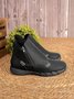 Faux Leather Panel Zip and Fleece Soft Ankle Ankle Boots