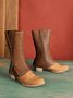Zip-Panel Vintage Block Heel Western Cowboy Boots