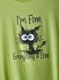 It's Fine Everything is Fine Sarcastic Shirt Women Short Sleeve Funny Graphic Tee Top Mom T-Shirt
