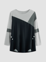 Color Block Loose Crew Neck Top