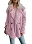 Casual Buttoned Wool Blend Long Sleeve Solid Coat