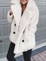 Casual Buttoned Wool Blend Long Sleeve Solid Coat