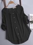 3/4 Sleeve Solid Casual Crew Neck Women Blouse