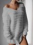 Long Sleeve Solid Cashmere Sweet Fleece Fuzzy Sweater
