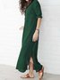 Casual 3/4 Sleeve Slit Solid Maxi Dress
