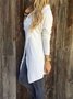 Knitted Long Sleeve Asymmetrical Fringed Solid Plus Size Sweater