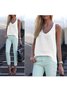Casual Sleeveless Crew Neck Solid Sweet Shift Tank Top
