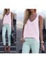 Casual Sleeveless Crew Neck Solid Sweet Shift Tank Top