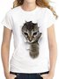 Women Summer Tops Funny 3D Cat Printed Tee Casual T Shirt Short Sleeve Tees Blouse