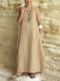 Women Sleeveless Round Neck Solid Casual Maxi Dress With Pockets
