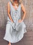 Vintage Spaghetti-Strap Solid Maxi Weaving Dress