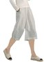 Casual Solid Pockets Shorts Capri  Trousers