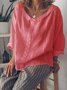Women's Shirt Blouse Linen Cotton Plain Peter Pan Collar Button Long Sleeve Daily Weekend Casual Shirt Collar Regular