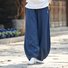 Women's Pants Wide Leg Trousers Bloomers Full Length Cotton And Linen Pocket Baggy Micro-elastic Simple Casual Street Daily 