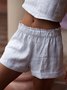 Summer Shorts Pockets Elastic-waist Casual Shorts