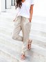 Solid Drwastring Women Bottoms Casual Linen Pants
