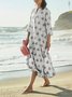 Printed casual cotton and linen dress