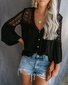 Casual Patchwork V Neck  Tops