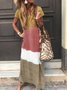 Plus Size Women Short Sleeve V Neck Vintage Gradient Striped Casual Knitting Dress