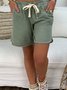 Drawcord Solid Casual Shorts