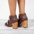 Womens Vintage Chunky Heel Sandals Zipper Shoes