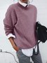 Long Sleeve Casual Round Neck Solid Tops