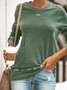 Women Plus Size Casual Crew Neck Pullover Solid Long Sleeve Sweatshirt
