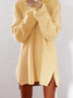 Women Fluffy Zipper Long Sleeve Casual Plus Size Sweater Dress