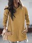 Casual Plain Drawstring Long Sleeve Pockets Hoodie