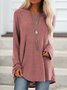 Women Loose Crew Neck Solid Long Sleeve Tunic Top