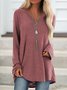 Cotton-Blend Solid Casual Blouse & Shirts
