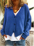 Winter Solid V Neck Button Up Knit Cardigan