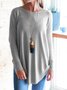 Knitted Solid Long Sleeve Blouse & Shirt