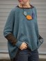 Casual Knitted Plain Round Neck Vintage Sweater