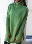 Women Turtleneck Cotton Knitted Long Sleeve Sweater