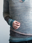 Blue Wool Blend Long Sleeve Crew Neck Sweater