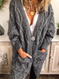 Casual Long Sleeve Plain Sweater Coat