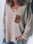 Gray Casual Long Sleeve Cotton Sweater