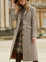 Women Vintage Plain Spring Mid-weight Micro-Elasticity Split Joint Long sleeve Wool-Blend Knee-high Overcoat