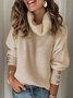 Women Buttoned Wrap Turtleneck Sweater Long Sleeve High Neck Knit Pullover Sweater