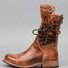 Low Heel Holiday Lace-Up Pu Boots