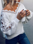 White Long Sleeve Casual Sweater