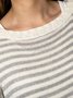 Women Plus Size Casual Stripes Cotton-Blend T-shirt