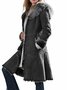 Faux Shearling Pockets Vintage Faux Suede Solid Coat